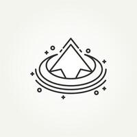 minimalist abstract supernova orbit with an upward arrow line art icon logo illustration design vector