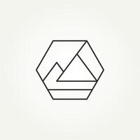 minimalist abstract mountain logo symbolizing development line art badge icon logo illustration design vector
