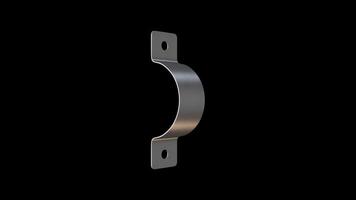 U Shape Pipe Metal Strap Rotating on a Transparent Background. Seamless Loop. 4K video