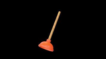 Toilet Plunger Rotating on a Transparent Background. Seamless Loop. 4K video