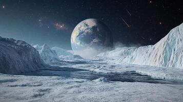 An image of the earth in the middle of an ice field photo