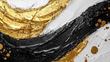 Golden black and white abstract painting photo