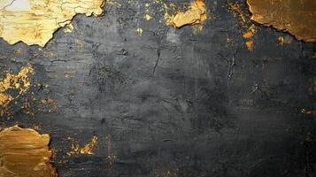 Golden grunge texture background with black and gold paint photo