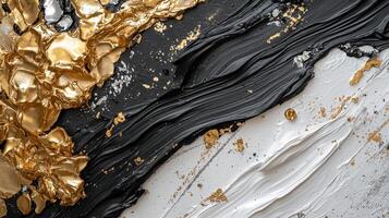Golden paint on black and white background photo