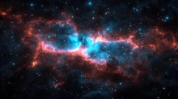 The nebula in space with stars and blue light photo