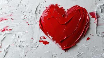 A red heart painted on a white wall photo