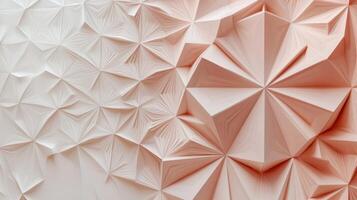 A white and pink paper wall with folded shapes photo