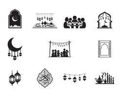 Clean Eid Decorations and Home Celebration Icons for Digital Use vector