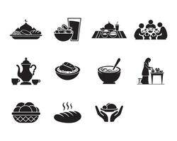 Clean Eid Food and Feasting Icons for Digital and Print Use vector