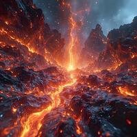 An image of lava flowing through a cave photo