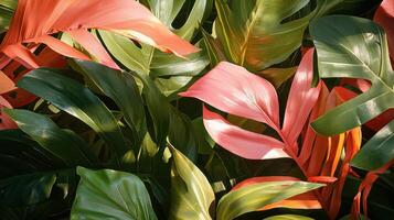Tropical plants with bright colors photo