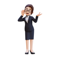 Amazed curious 3D woman trying to hear you overhear listening intently png