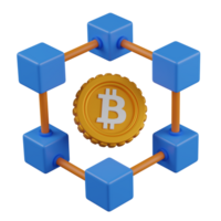 3d render Bitcoin Blockchain Network icon png