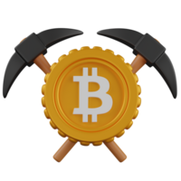 3d rendered Bitcoin Mining Picks icon png