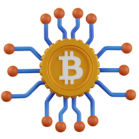 3D Render Bitcoin Network icon png