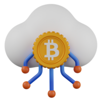 3d render Bitcoin Cloud Mining icon png