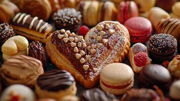 A heart shaped assortment of pastries photo