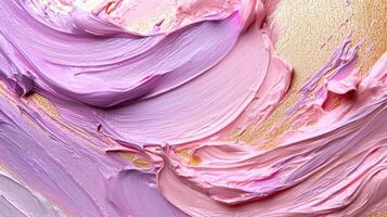 A close up of a painting with pink and purple paint photo