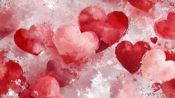 A painting of many red hearts on a white background photo