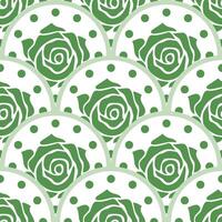 Green roses and polka dots on a white background vector