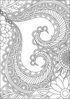 Outline Floral Pattern For Coloring Page Heart Design vector