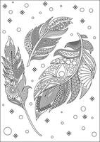Feather Coloring Page For Adults Outline vector