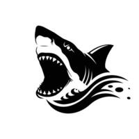 Shark with open mouth and open mouth on white background vector