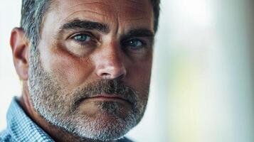 A man with a beard and blue eyes photo