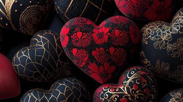 A collection of hearts in various sizes and colors photo