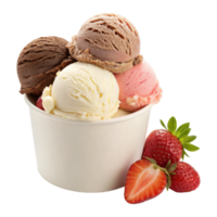 Stack of colorful ice cream scoops in a cup png