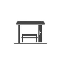 A black and white image of a bench inside a bus stop vector