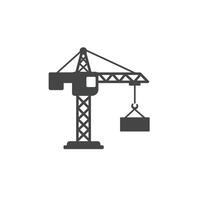 A black and white illustration of a crane with weight vector