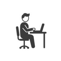 Man working on laptop icon illustration isolated on white background vector