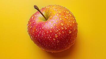 A red apple with water droplets photo