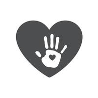 A handprint in a heart icon vector