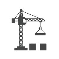 A crane and a block icon on a white background vector