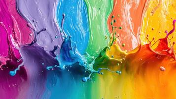 Colorful paint splashes on a black background photo