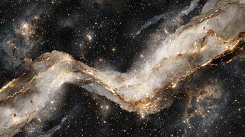 A mesmerizing cosmic formation reveals swirling gas and clusters of stars set against the vastness of deep space, showcasing intricate patterns of light and dark photo