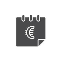 Euro currency note in a notebook icon vector