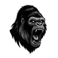Gorilla head with open mouth on white background vector