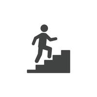 A man is running up the stairs in a flat icon vector