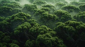Aerial view of green trees in the forest photo