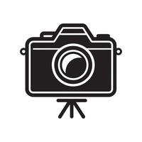 Camera icon set. Photo camera icon in black style. vector
