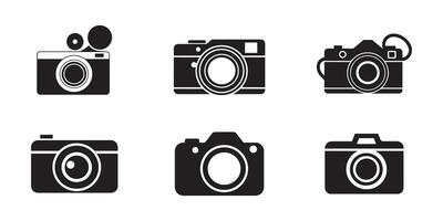 Camera icon set. Photo camera in flat style. vector