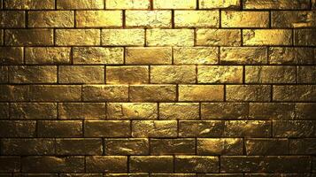 A wall made of textured golden bricks reflects light beautifully, enhancing the ambiance of the room. This backdrop provides an elegant touch to various design settings photo