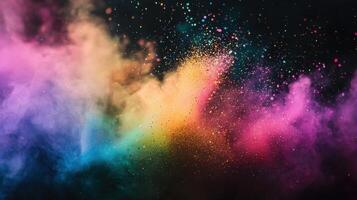 Colorful powder on black background photo