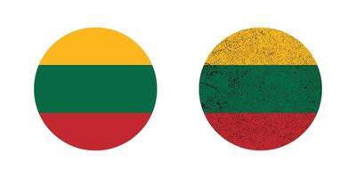 Lithuania round flag. Grunge Circular Flag of Lithuania. vector