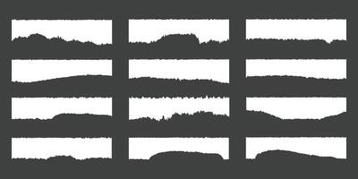 Horizontal torn ripped paper sheets. vector