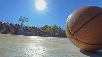 A basketball on the ground photo