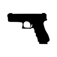 Black Gun Silhouette Illustration of Pistol View for Tactical, Military, Security and Weapon Design Elements on White Background vector